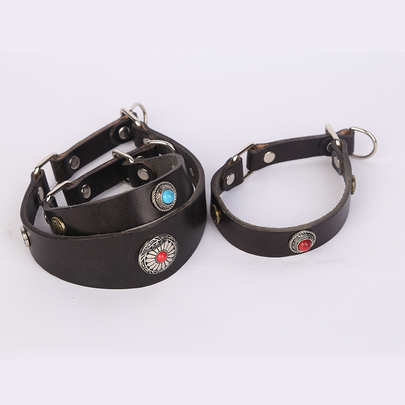 Lu Chong колан за кучета от говежда кожа, регулируем, за Грейхаунд