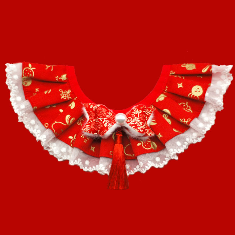 Комплект аксесоари за костюм за котки и кучета – карикатурен принт Годината на коня, памучен материал, издание за пролетния фестивал