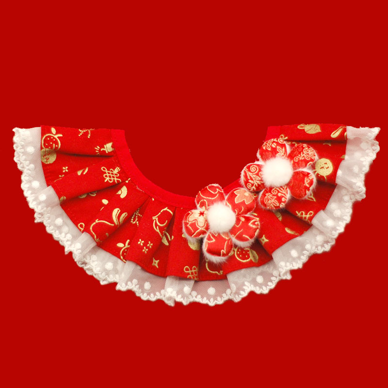 Комплект аксесоари за костюм за котки и кучета – карикатурен принт Годината на коня, памучен материал, издание за пролетния фестивал