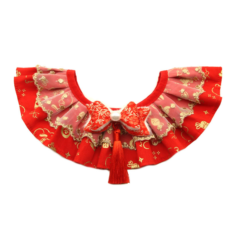 Комплект аксесоари за костюм за котки и кучета – карикатурен принт Годината на коня, памучен материал, издание за пролетния фестивал