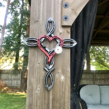 Метален декоративен подвес за градина с форма на подкова‑кръст, китайски стил, за домашно обзавеждане