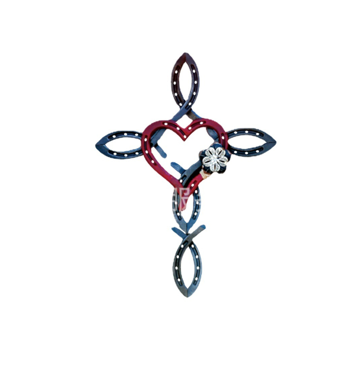 Метален декоративен подвес за градина с форма на подкова‑кръст, китайски стил, за домашно обзавеждане