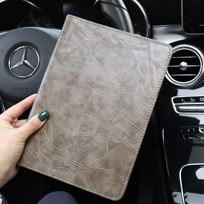 Husă silicon pentru iPad cu capac flip — stil business, textură reliefată, suport pentru modul de somn, protecție anti-uzură și anti-cădere, pentru dispozitive Apple