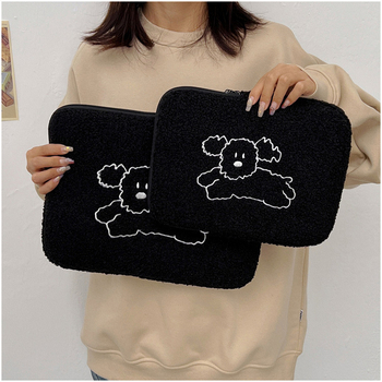 Калъф за таблет с плюшена агнешка вълна, корейски стил сладко бродирано животинче (дишащ, против кражба, устойчив на земетресения, намаляване на товара)