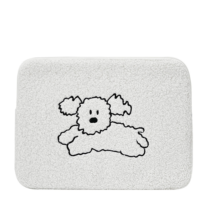 Калъф за таблет с плюшена агнешка вълна, корейски стил сладко бродирано животинче (дишащ, против кражба, устойчив на земетресения, намаляване на товара)
