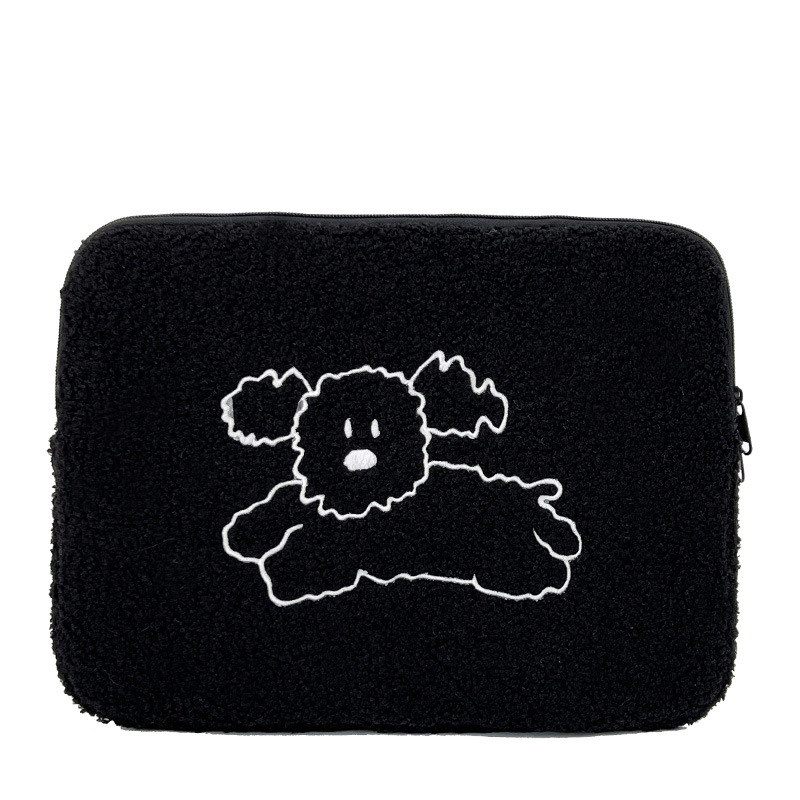 Калъф за таблет с плюшена агнешка вълна, корейски стил сладко бродирано животинче (дишащ, против кражба, устойчив на земетресения, намаляване на товара)