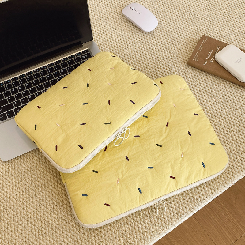 Нейлонова чанта за лаптоп и таблет с бродерия на райета, плюшена подплата, геометричен принт, свеж и сладък стил (изключително лека, издръжлива на износване, намалява натоварването)