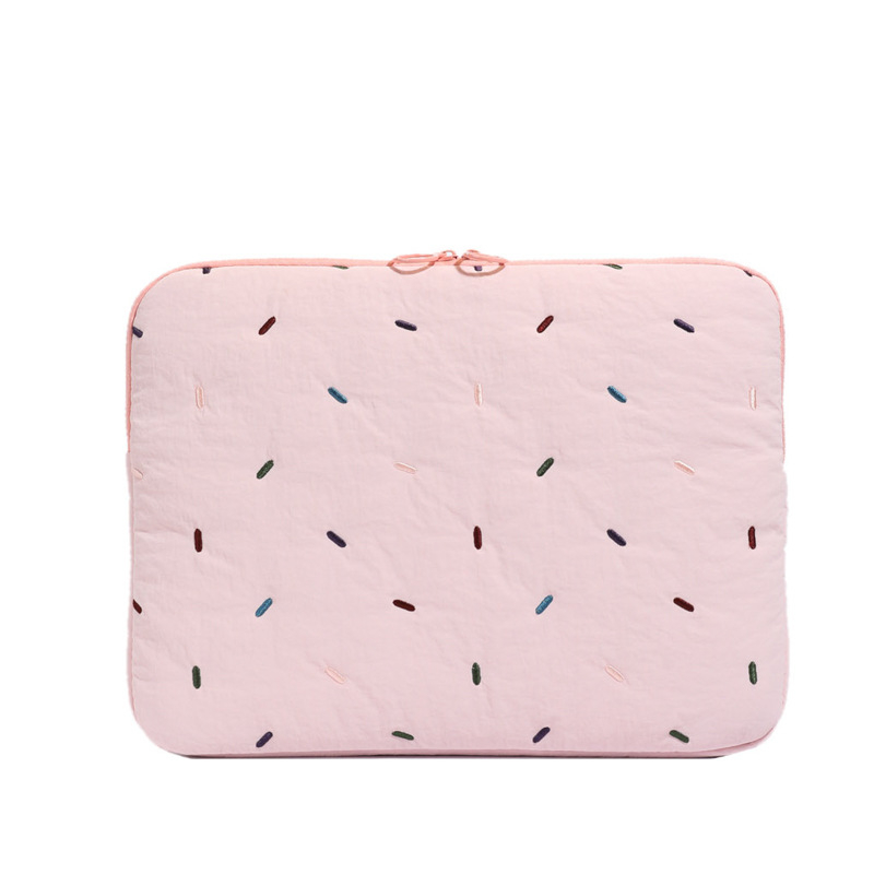 Нейлонова чанта за лаптоп и таблет с бродерия на райета, плюшена подплата, геометричен принт, свеж и сладък стил (изключително лека, издръжлива на износване, намалява натоварването)