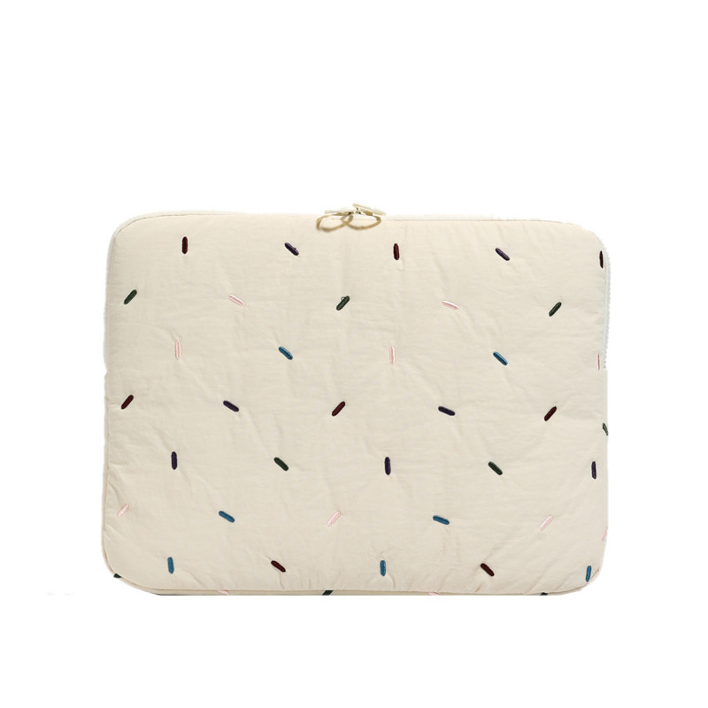 Нейлонова чанта за лаптоп и таблет с бродерия на райета, плюшена подплата, геометричен принт, свеж и сладък стил (изключително лека, издръжлива на износване, намалява натоварването)