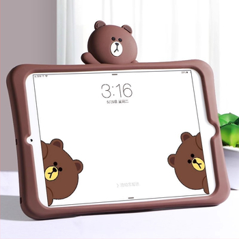 Silikónový obal pre iPad 10. generácie, Pro 11 tablet, Mini 6/7, stojan v tvare medveďa, roztomilý kreslený dizajn
