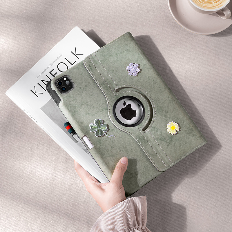 Θήκη προστασίας για iPad με περιστρεφόμενο στήριγμα, χειροποίητο συνθετικό δέρμα, συμβατή με Apple, ανθεκτική στους κραδασμούς και πτώσεις, υποστήριξη λειτουργίας ύπνου