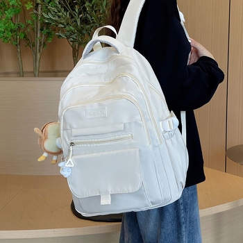 Ženski ruksak u japanskom stilu s velikim kapacitetom za studentice (Vanjski materijal: poliester; Podstava: najlon; Uzorak: jednobojan; Veliki kapacitet; Pogodno za izvanškolsku upotrebu)