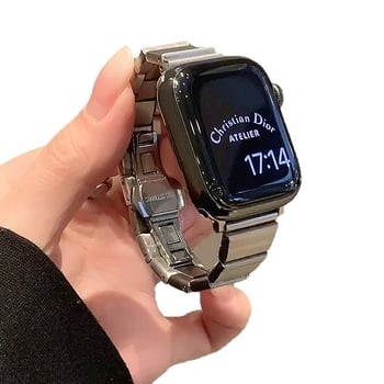 Метален каиш за Apple Watch за S10 и iWatch9 – минималистичен стил, катарама, персонализирани размери на интерфейса