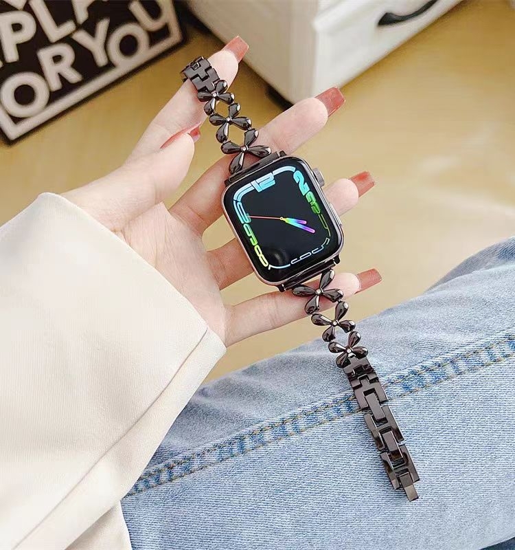 Metalna narukvica za Apple Watch s motivom četiri lista, širina 22 mm, duljina 18 cm, težina 54 g