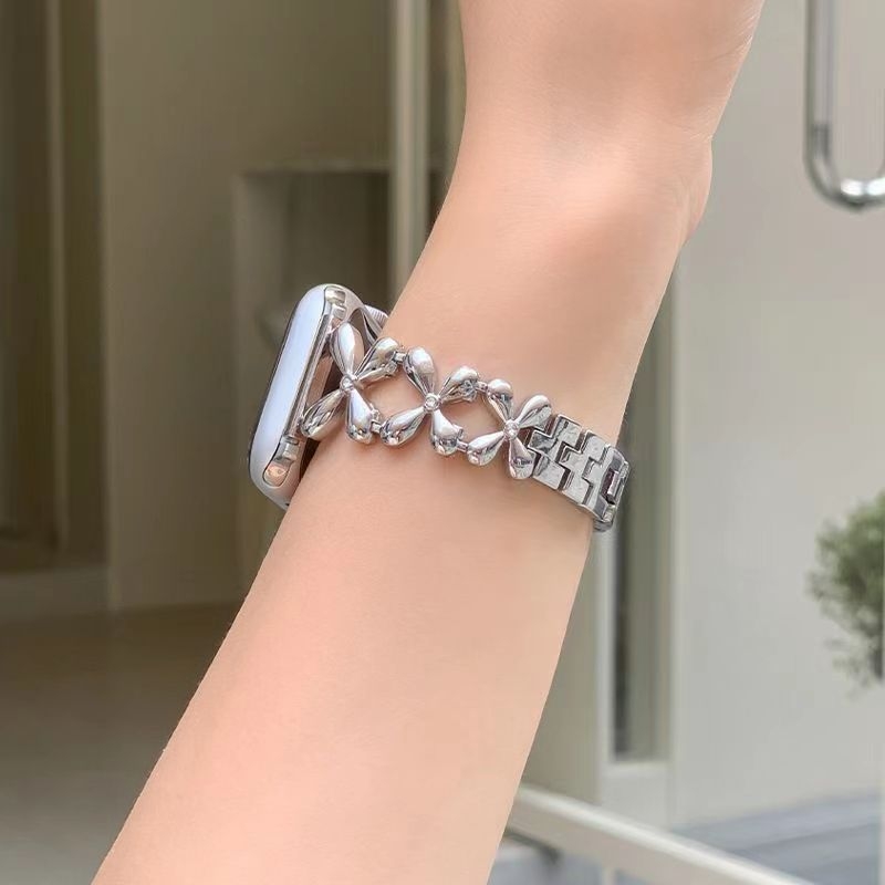 Metalna narukvica za Apple Watch s motivom četiri lista, širina 22 mm, duljina 18 cm, težina 54 g