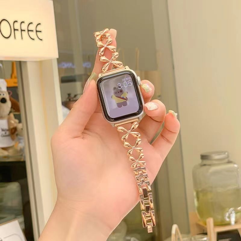 Metalna narukvica za Apple Watch s motivom četiri lista, širina 22 mm, duljina 18 cm, težina 54 g