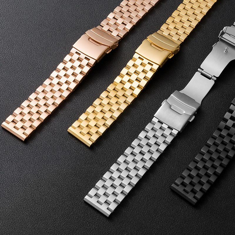 Петзвенна солидна стоманена каишка за часовник Apple Watch 22 мм със складна катарама