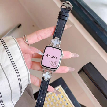 Kožni remen za Apple Watch s umetkom četiri lista djeteline i bisernim umjetkom, za Series 9 i SE