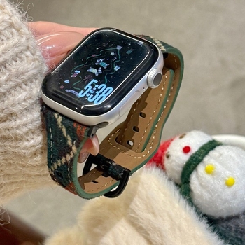 Brățară pentru Apple Watch din lână și piele, dimensiuni de interfeței personalizabile, cataramă cu știft