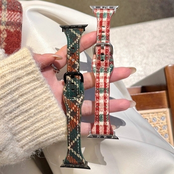 Brățară pentru Apple Watch din lână și piele, dimensiuni de interfeței personalizabile, cataramă cu știft