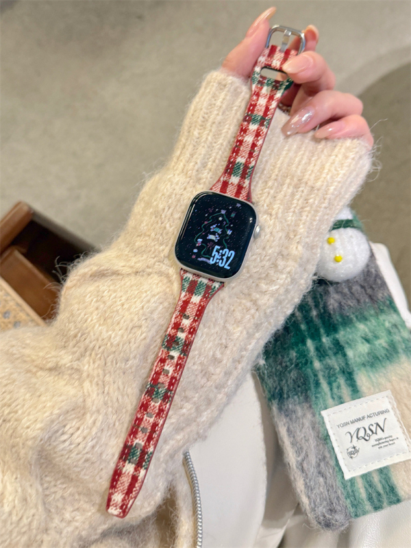 Brățară pentru Apple Watch din lână și piele, dimensiuni de interfeței personalizabile, cataramă cu știft