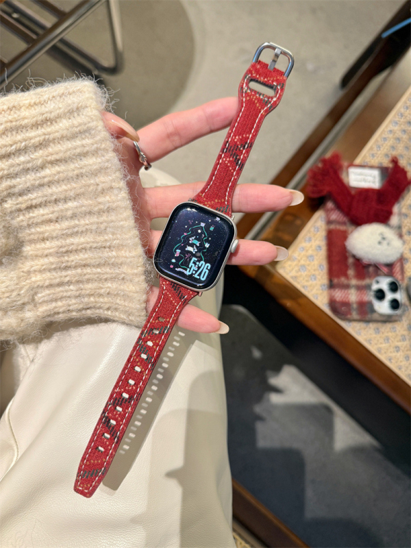 Brățară pentru Apple Watch din lână și piele, dimensiuni de interfeței personalizabile, cataramă cu știft