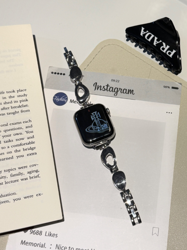 Метална каишка за Apple Watch | модерен стил, съвместима с Apple Watch, 14 мм интерфейс, закопчаване със snap бутон