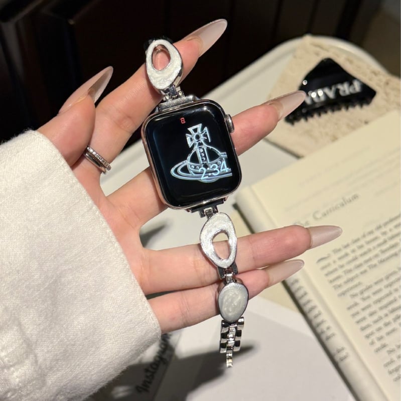 Метална каишка за Apple Watch | модерен стил, съвместима с Apple Watch, 14 мм интерфейс, закопчаване със snap бутон