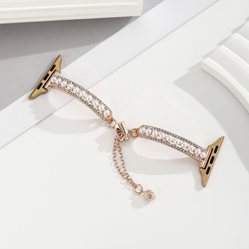 Brățară metalică pentru Apple Watch Ultra 2 cu inserții de perle și diamante, tendință personalizată