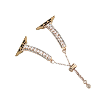 Brățară metalică pentru Apple Watch Ultra 2 cu inserții de perle și diamante, tendință personalizată