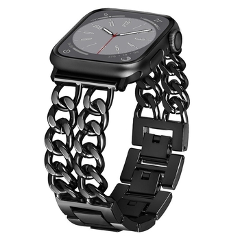 Apple Watch метална каишка – двойна редица деним верига, 321 сплав неръждаема стомана, съвместима с Apple Watch 4–8, Произход: Jinhua, Пускане: есен 2024