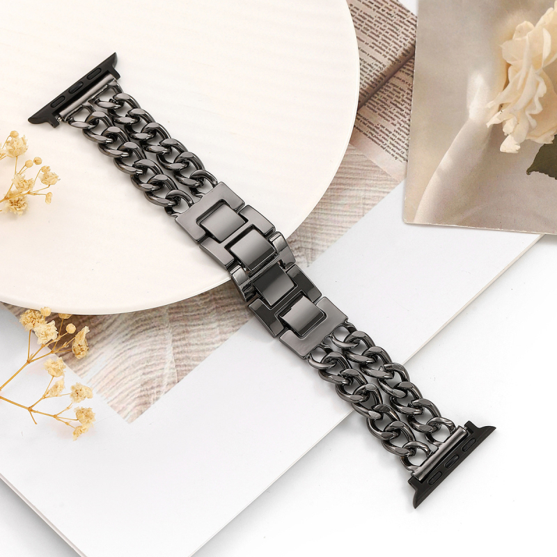 Apple Watch метална каишка – двойна редица деним верига, 321 сплав неръждаема стомана, съвместима с Apple Watch 4–8, Произход: Jinhua, Пускане: есен 2024