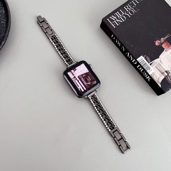 Apple Watch dupla soros gyémántdíszes denim gyöngyös karkötő 6/7/9 modellhez