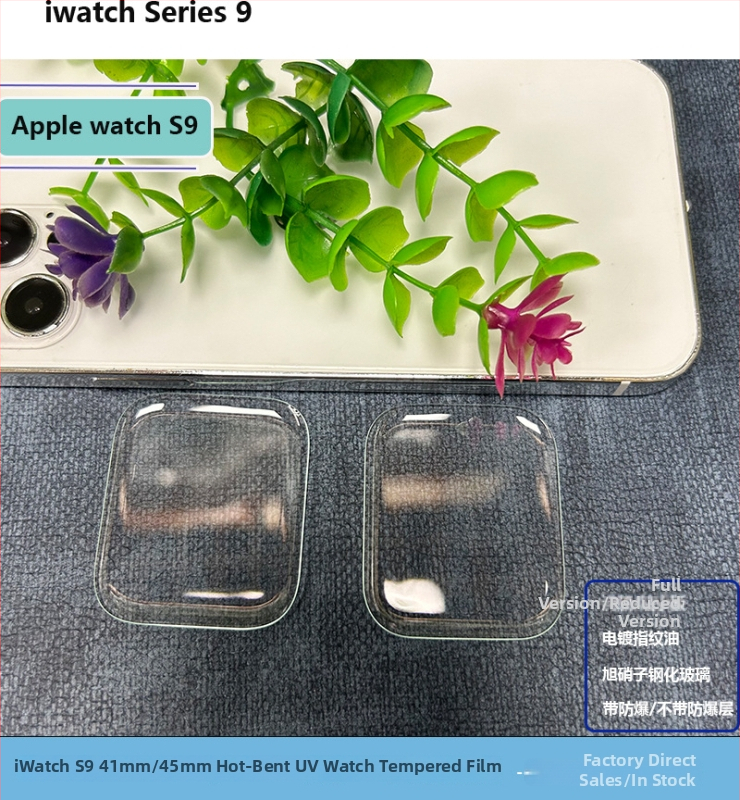 UV kaljeno staklo zaštita zaslona za Apple Watch S9 41/45mm, cijeli zaslon, mini verzija s kućištem