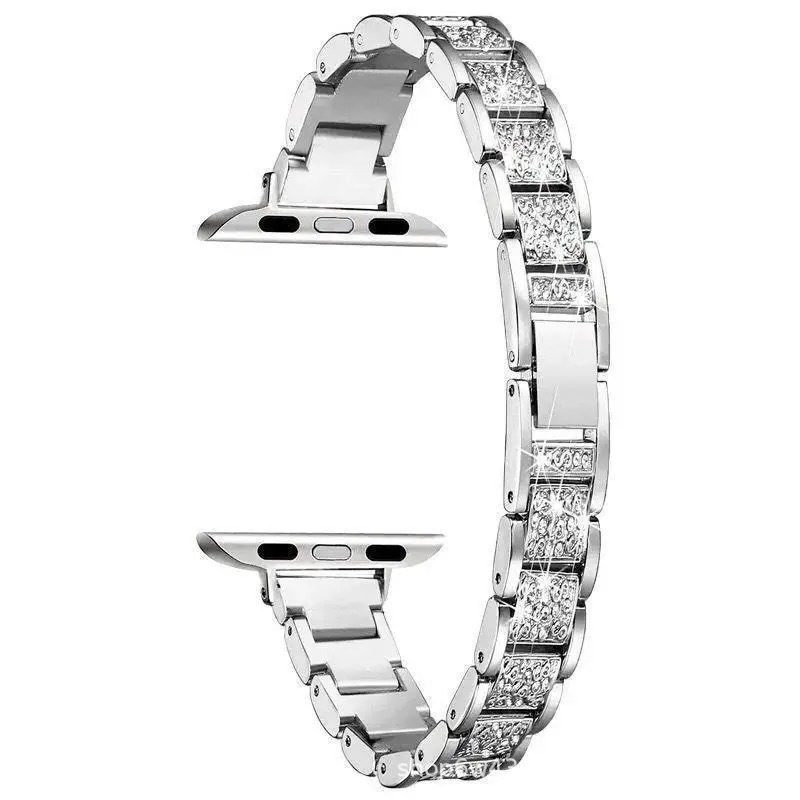 Diamantima ukrašeni metalni remen za Apple Watch Series 8, duljina 19 cm, širina 20/22 mm