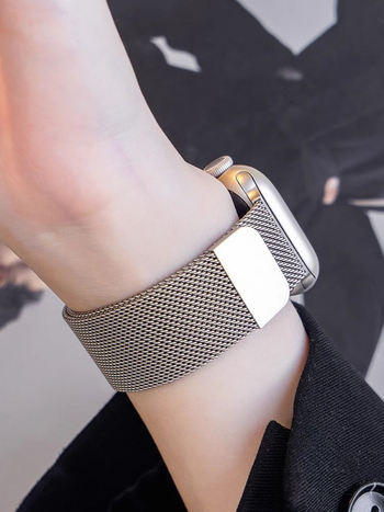 Каишка за Apple Watch от неръждаема стомана, дишаща метална лента с магнитна закопчалка, модерен стил, персонализируем размер на свързването