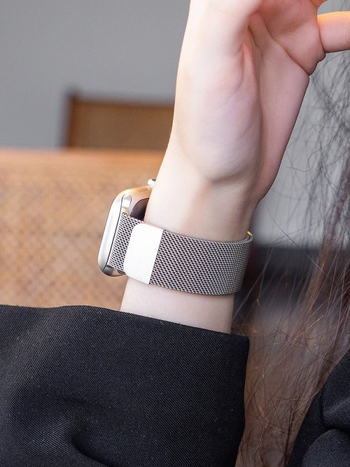 Каишка за Apple Watch от неръждаема стомана, дишаща метална лента с магнитна закопчалка, модерен стил, персонализируем размер на свързването