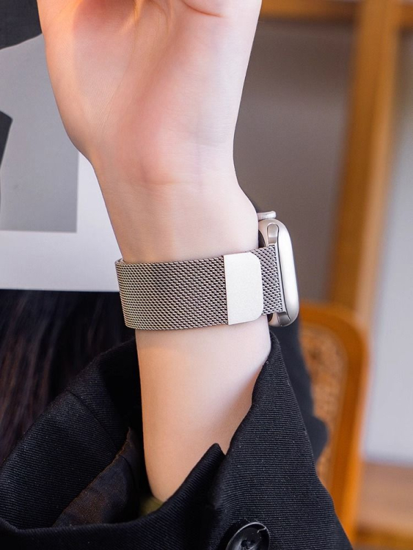 Каишка за Apple Watch от неръждаема стомана, дишаща метална лента с магнитна закопчалка, модерен стил, персонализируем размер на свързването