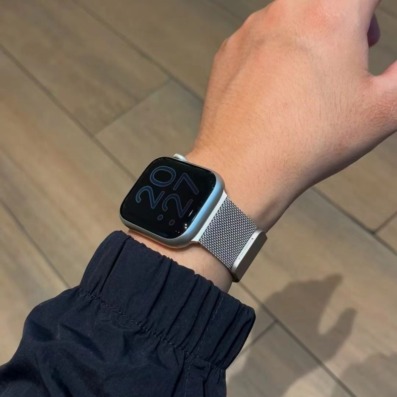 Каишка за Apple Watch от неръждаема стомана, дишаща метална лента с магнитна закопчалка, модерен стил, персонализируем размер на свързването