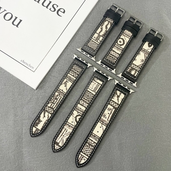 Ремък за Apple Watch, винтидж кожено платно, корейски стил, естествена кожа, 22 мм интерфейс