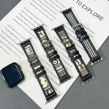 Ремък за Apple Watch, винтидж кожено платно, корейски стил, естествена кожа, 22 мм интерфейс