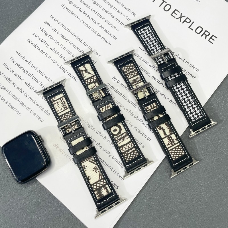 Ремък за Apple Watch, винтидж кожено платно, корейски стил, естествена кожа, 22 мм интерфейс