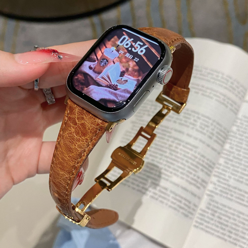 Kožna narukvica za Apple Watch s uzorkom napuklih i leptir kopčom – moderan stil