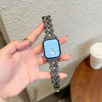 Метална каишка за часовник с мотив диамантено зърно пшеница за Apple Watch (iWatch 8 / 7654 SE), 20 мм интерфейс, Snap закопчалка, 30 g