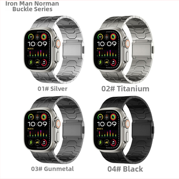 Kovový remienok pre Apple Watch Ultra s Norman sponou a magnetickou sponou, Iron Man štýl