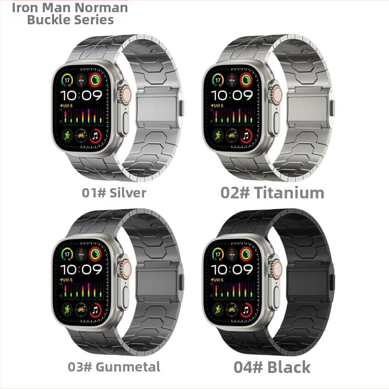 Kovový remienok pre Apple Watch Ultra s Norman sponou a magnetickou sponou, Iron Man štýl