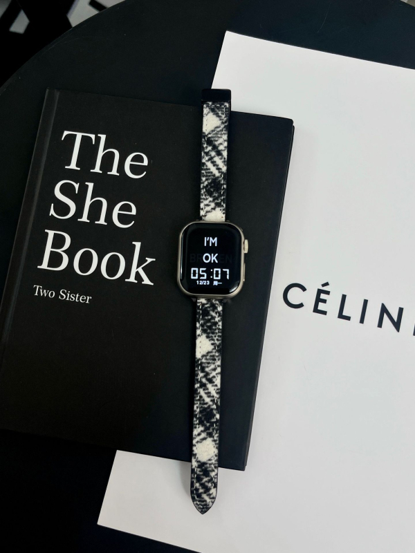 Kožni remen za Apple Watch S10/9 s karirastim uzorkom za jesen i zimu