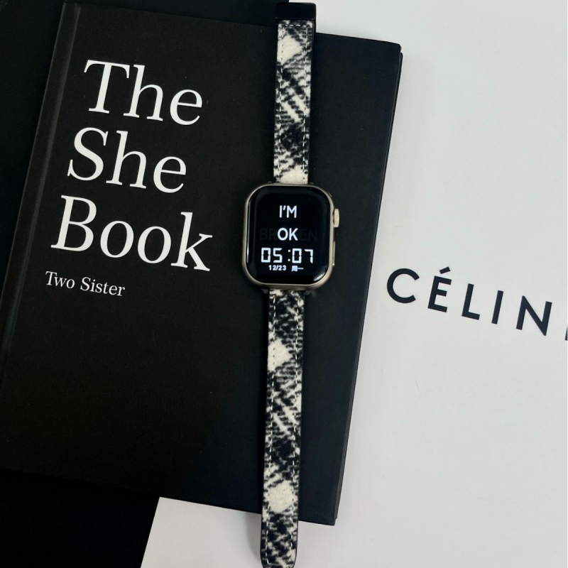 Kožni remen za Apple Watch S10/9 s karirastim uzorkom za jesen i zimu