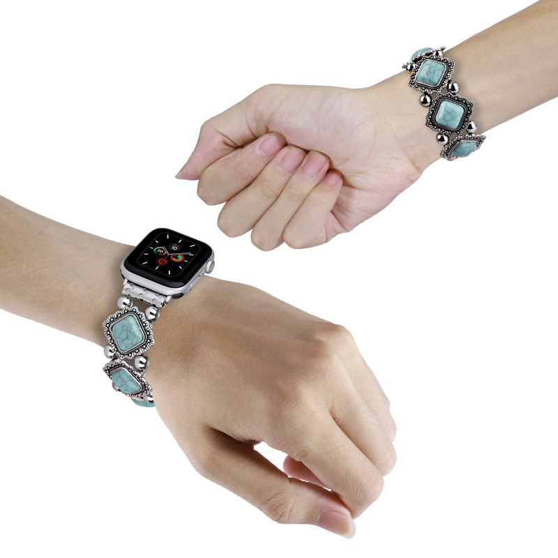 Elastična narukvica s perlicama za Apple Watch S8 – Ručno izrađene metalne perle, FOHUAS, Materijal: Drugo, Stil: Modni
