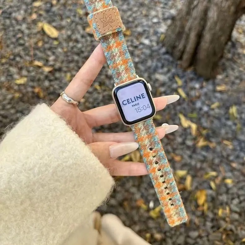 Vunena narukvica za sat s lišćem javorova za Apple Watch